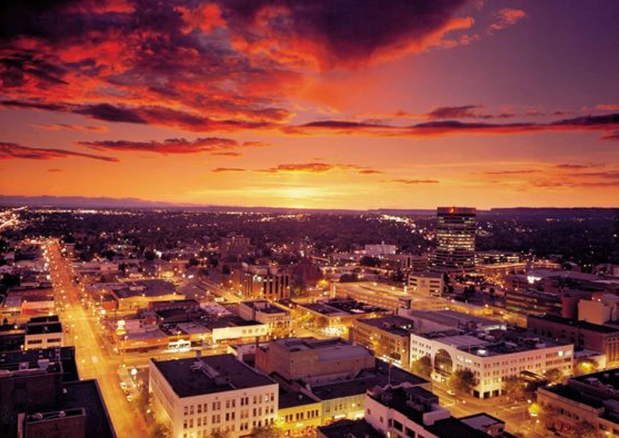 Downtown Billings at sunset